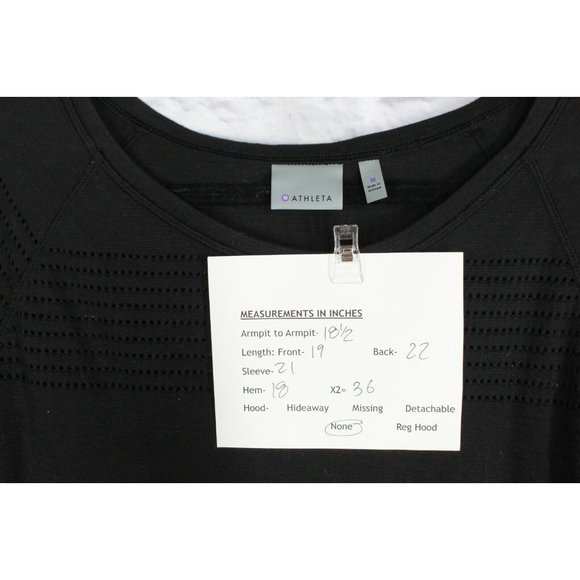 ATHLETA Black Eyelet Crewneck 3/4 Sleeves Blouse Size M - Picture 8 of 8